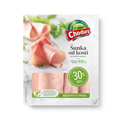 Šunka od kosti se sníženým obsahem soli plátky chlaz. 100 g
