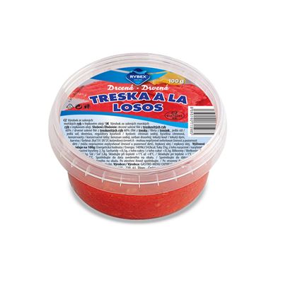 Treska a la losos drcená (pevný podíl 60 g) chlaz. 100 g
