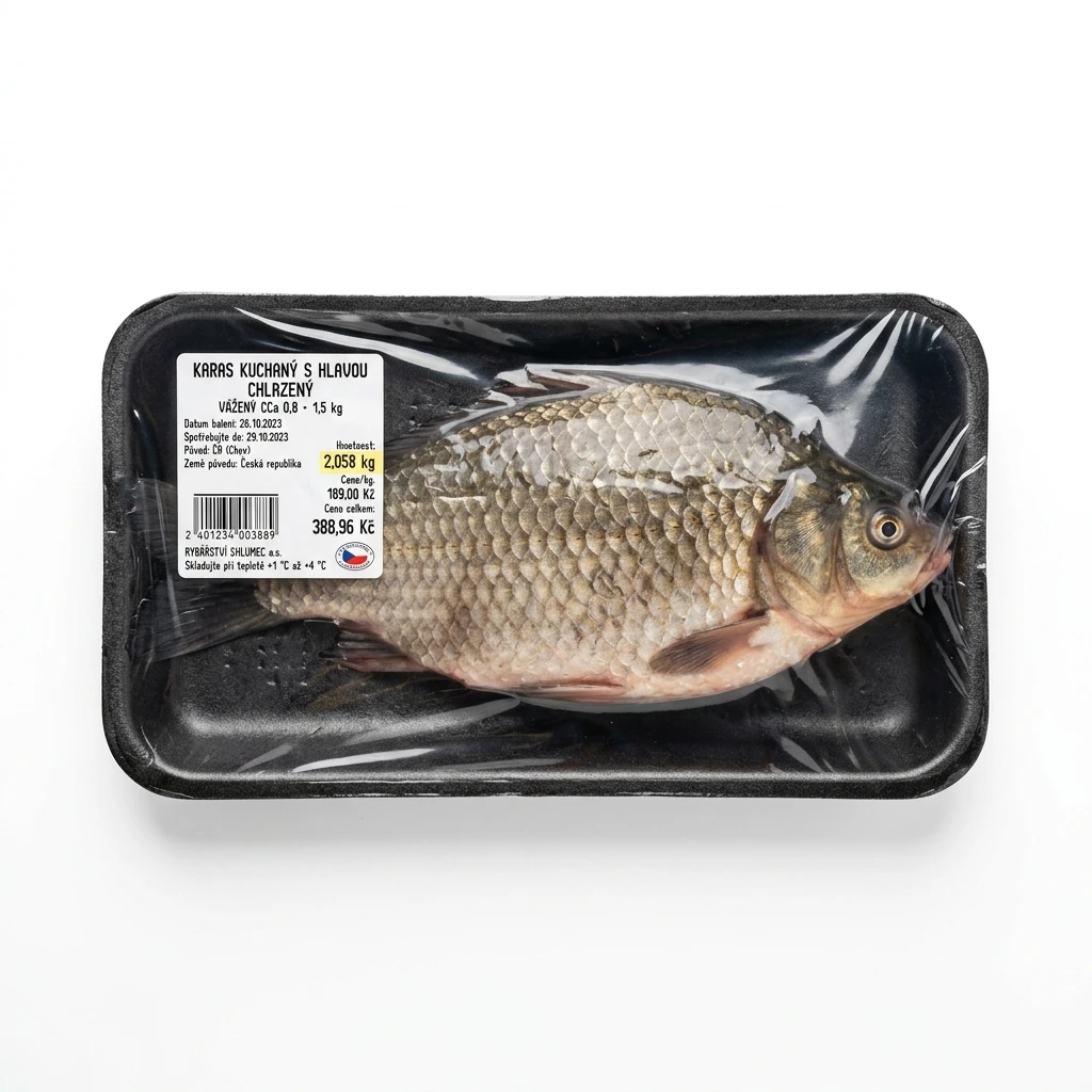 Karas kuchaný s hlavou chlaz. váž. cca 0,8 - 1,5 kg