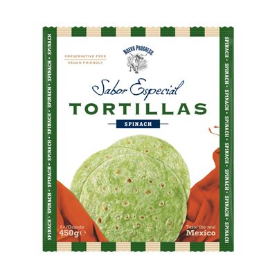 NUEVO PROGRESO Tortilla 10" Spinach 6 x 75 g