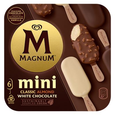 MAGNUM Mini classic/almond/white chocolate Multipack mraž. 6 x 55 ml