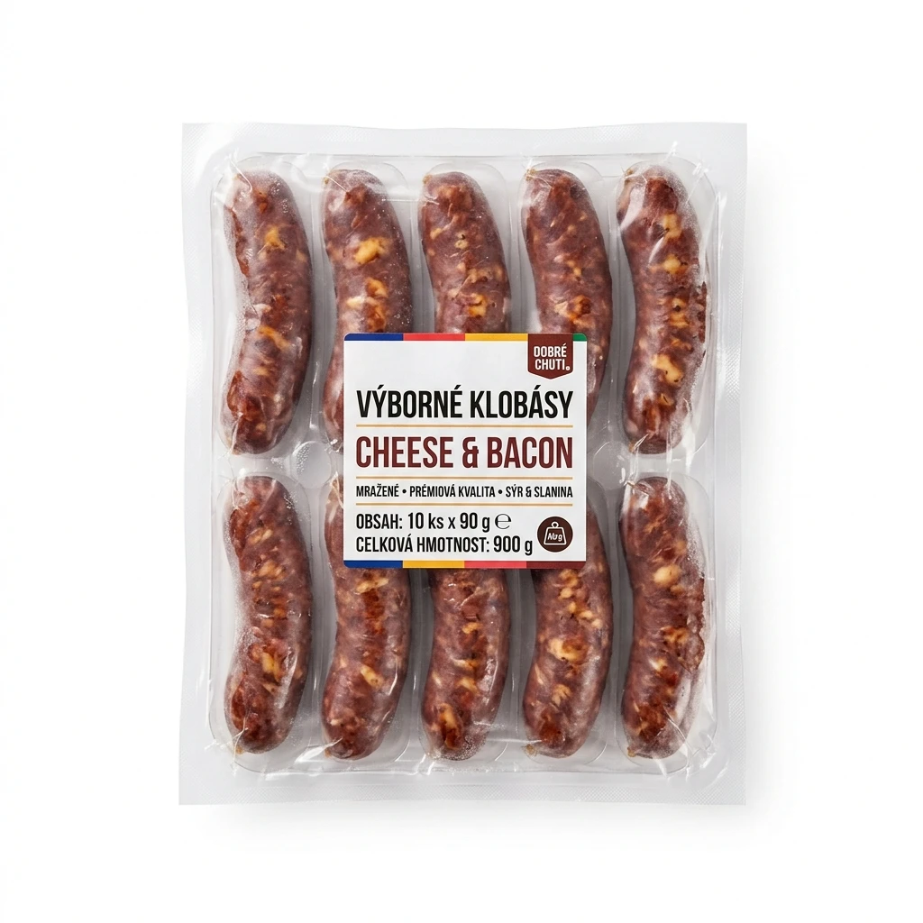 Klobása Cheese & Bacon mraž. 10 x 90 g