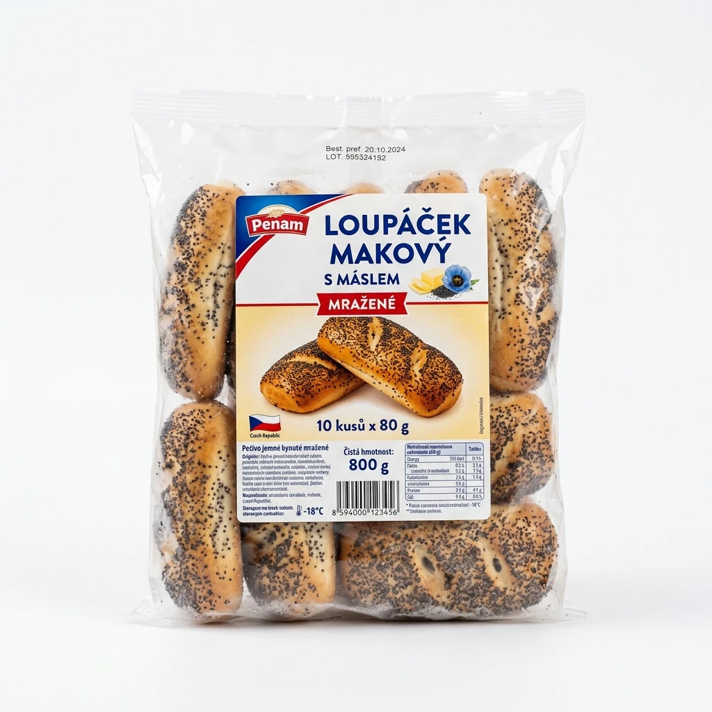 Loupáček makový s máslem mraž. 10 x 80 g