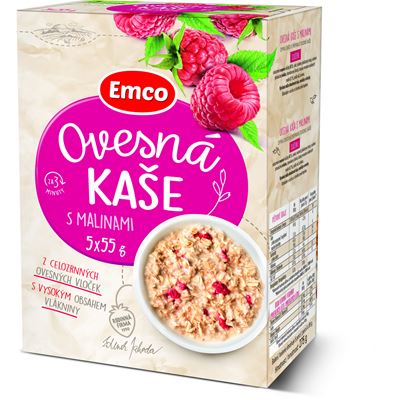 Emco Kaše ovesná s malinami 5 x 55 g