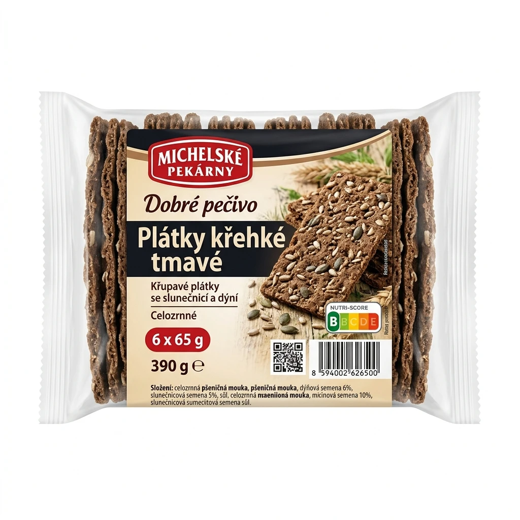 MICHELSKÉ PEKÁRNY Dobré pečivo Plátky křehké tmavé 6 x 65 g
