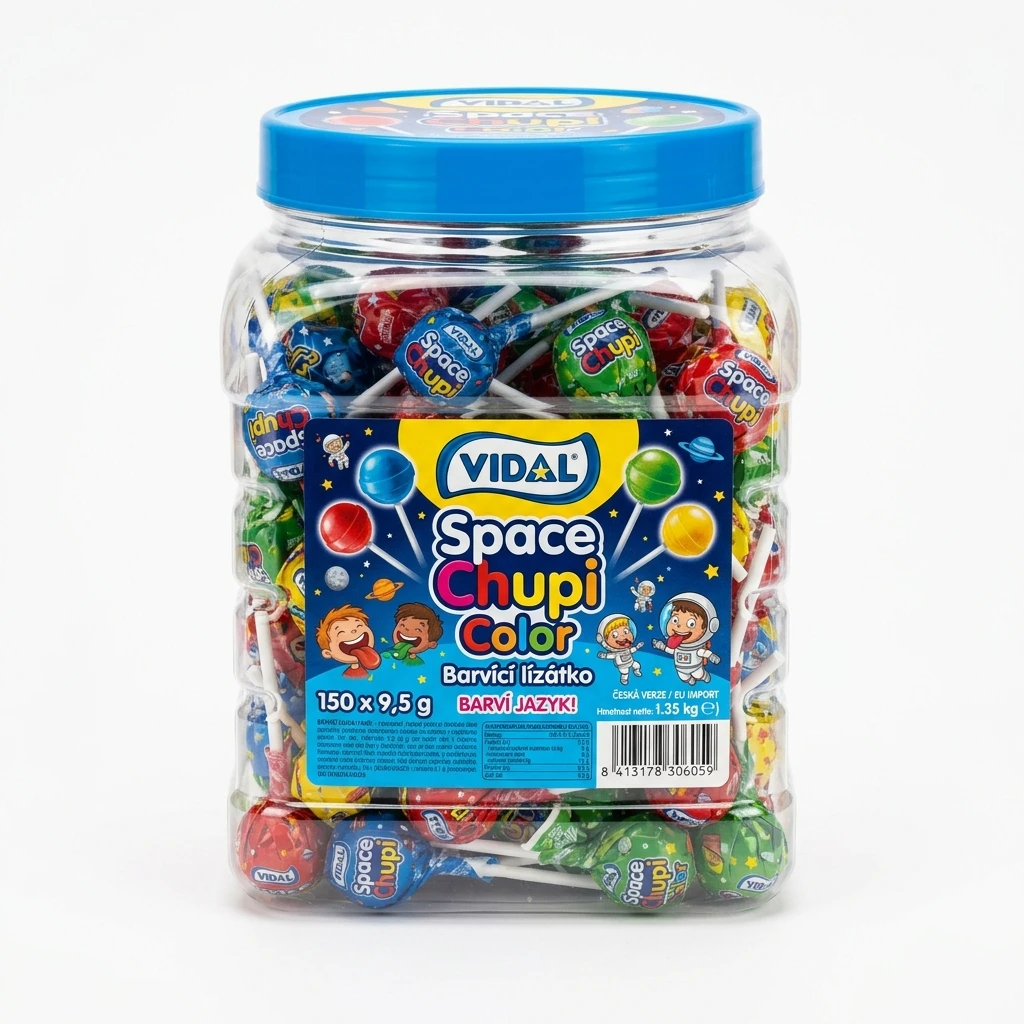 VIDAL Space chupi color Barvící lízátko 150 x 9,5 g