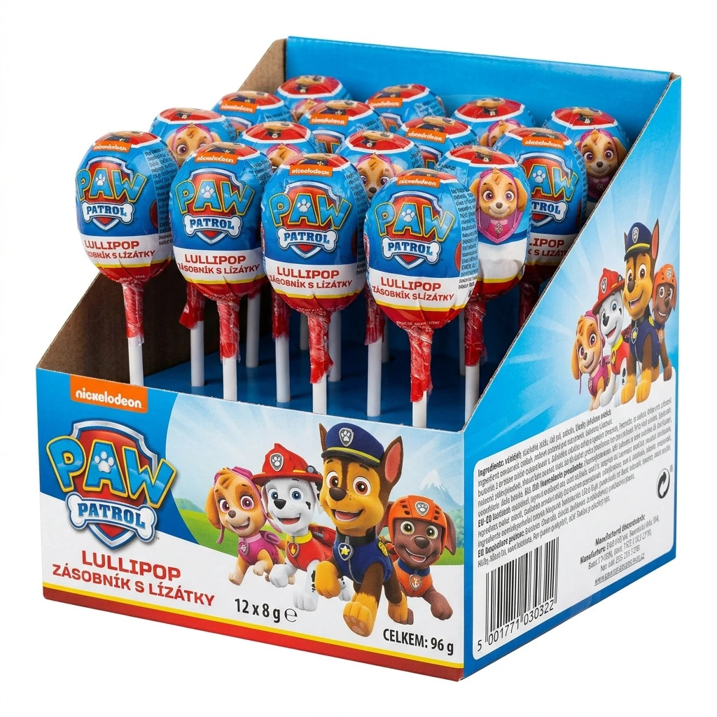 Paw Patrol Lullipop Zásobník s lízátky 12 x 8 g