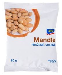 aro Mandle blanšírované pražené solené 12 x 80 g