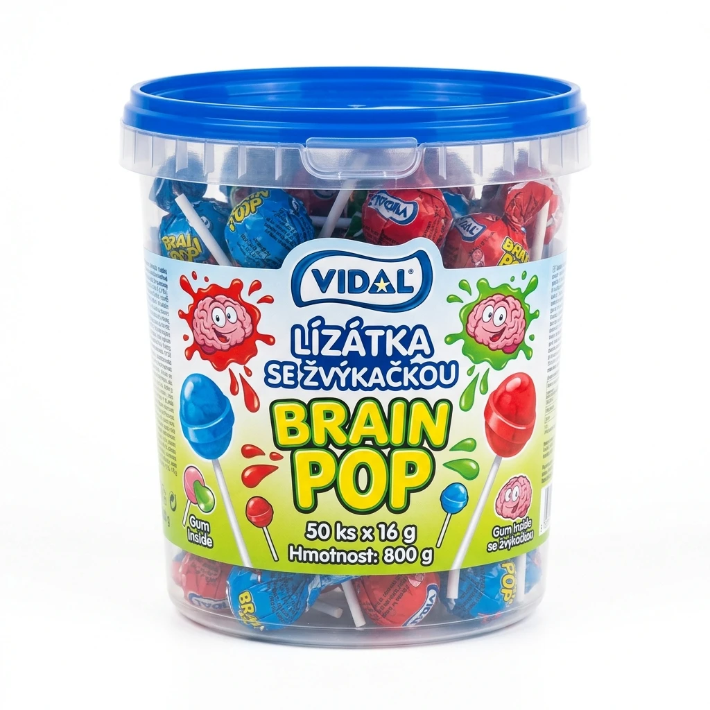 VIDAL Lízátka se žvýkačkou Brain pop 50 x 16 g