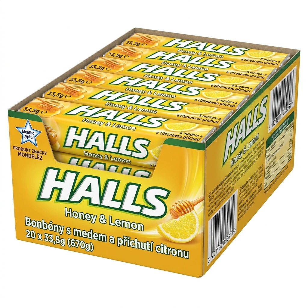 HALLS Honey & Lemon Bonbóny s medem a příchutí citronu 20 x 33,5 g