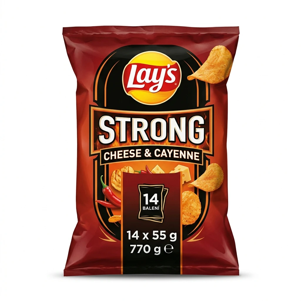 Lay's Strong Cheese & Cayenne chipsy 14 x 55 g
