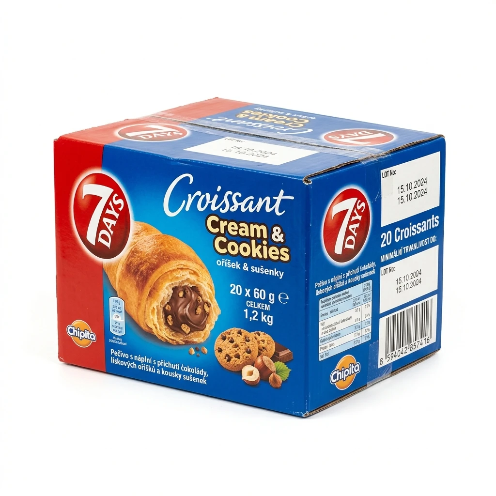7 DAYS Croissant Cream & Cookies oříšek & sušenky 20 x 60 g