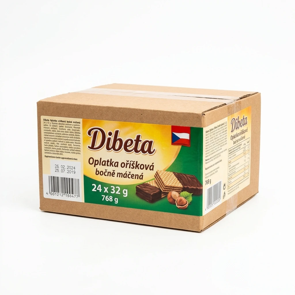 Dibeta Oplatka oříšková bočně máčená 24 x 32 g