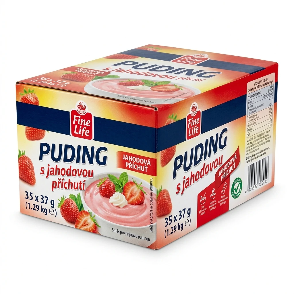Fine Life Puding s jahodovou příchutí 35 x 37 g