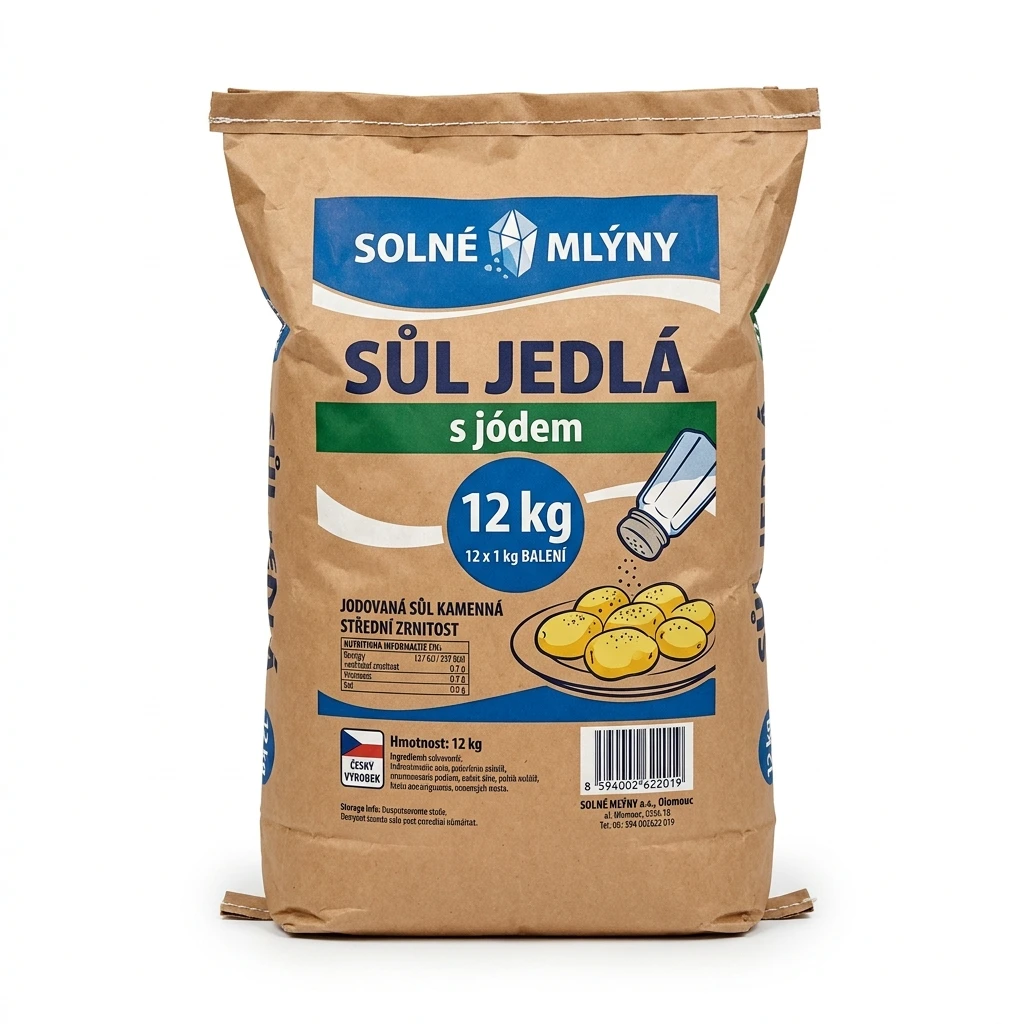 SOLNÉ MLÝNY Sůl jedlá s jódem 12 x 1 kg