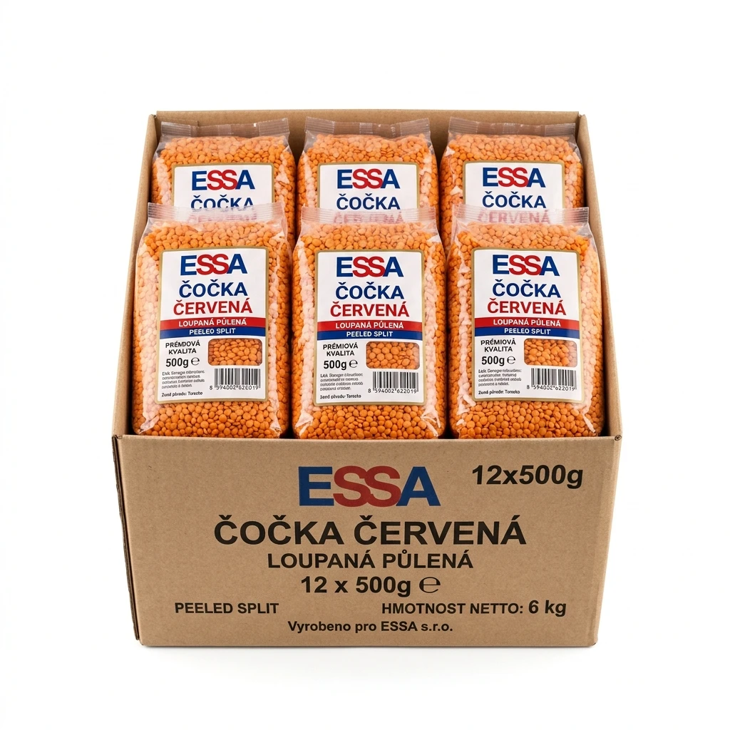 Essa Čočka červená loupaná půlená 12 x 500 g