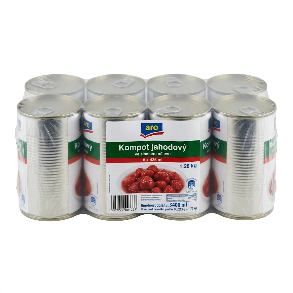 aro Kompot jahodový ve sladkém nálevu 8 x 425 ml