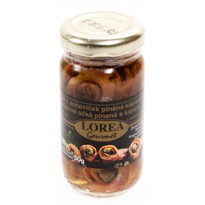 LOREA Ančovičky v oleji očka plněná kapary 95 g