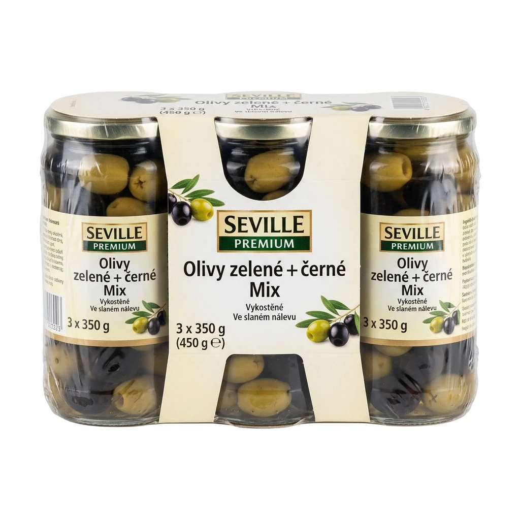 SEVILLE PREMIUM Olivy zelené + černé Mix 3 x 350 g