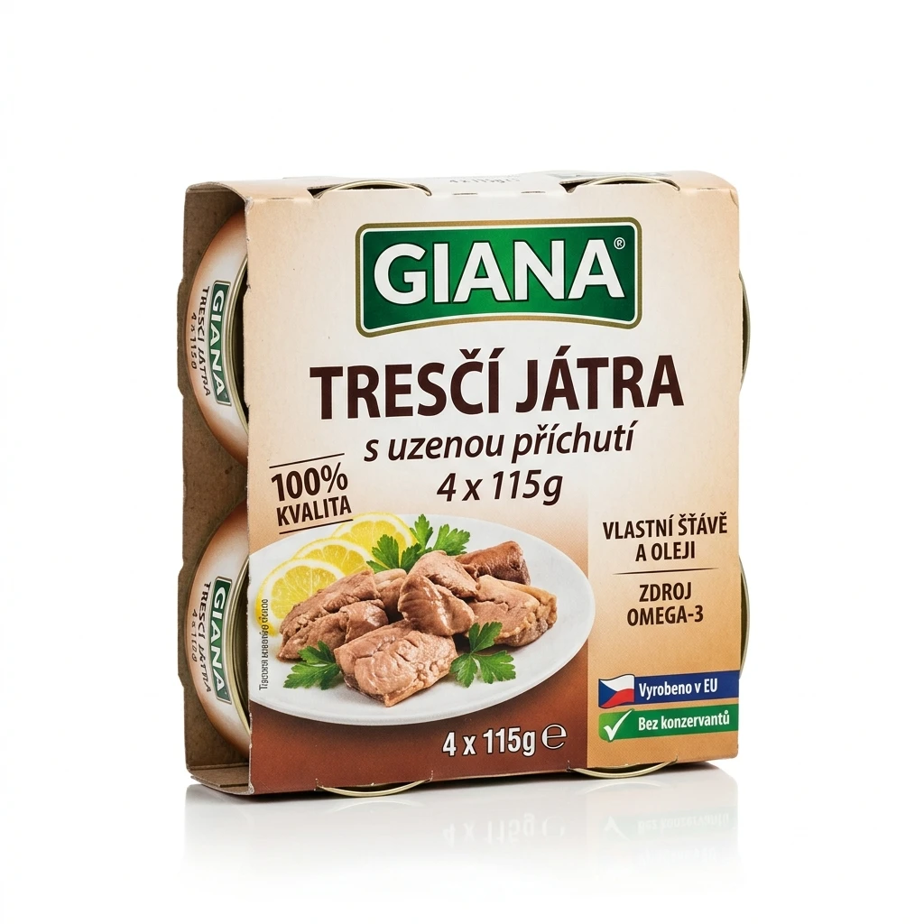 Giana Tresčí játra s uzenou příchutí 4 x 115g