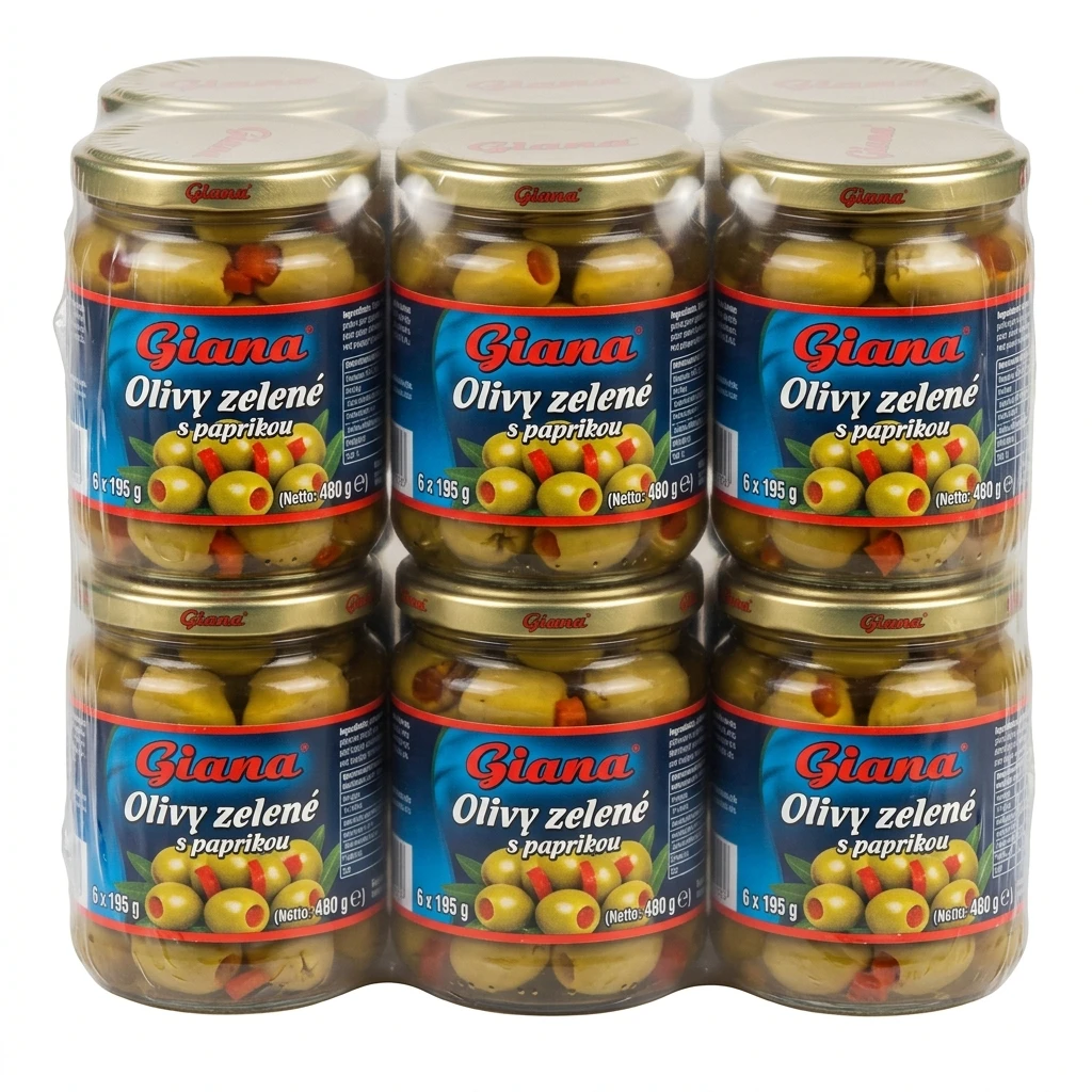 Giana Olivy zelené s paprikou 6 x 195 g