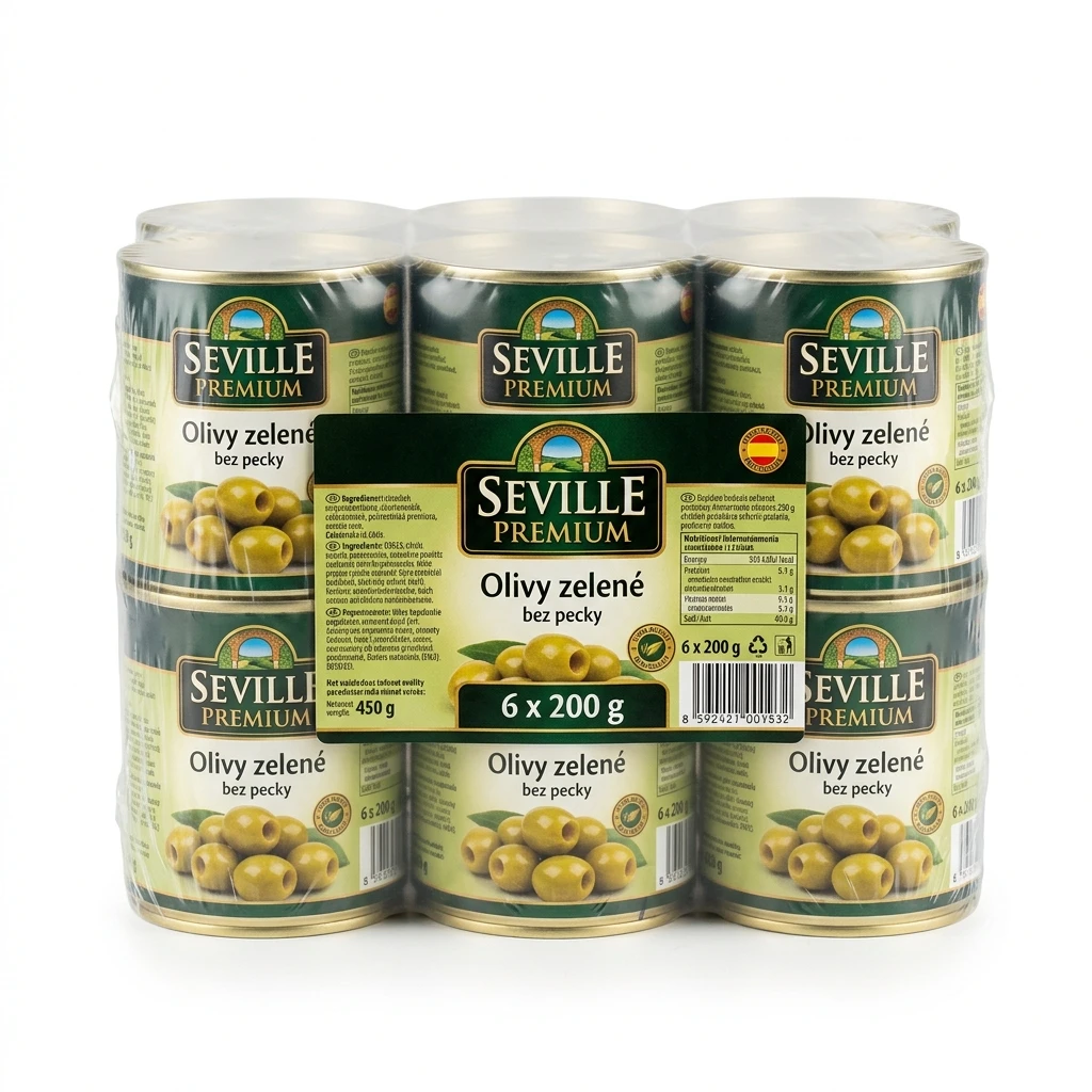 SEVILLE PREMIUM Olivy zelené bez pecky 6 x 200 g