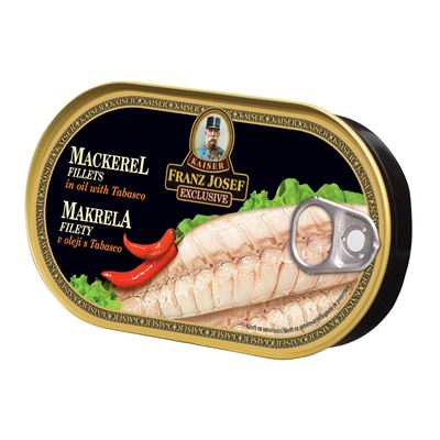 FRANZ JOSEF KAISER Makrela filety v oleji s tabasco 170 g