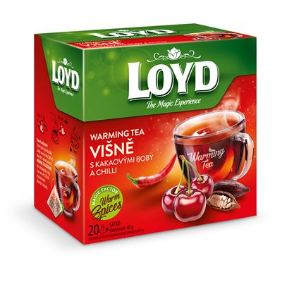 LOYD Warming Tea Višeň s kakaovými boby a chilli 20 x 2 g