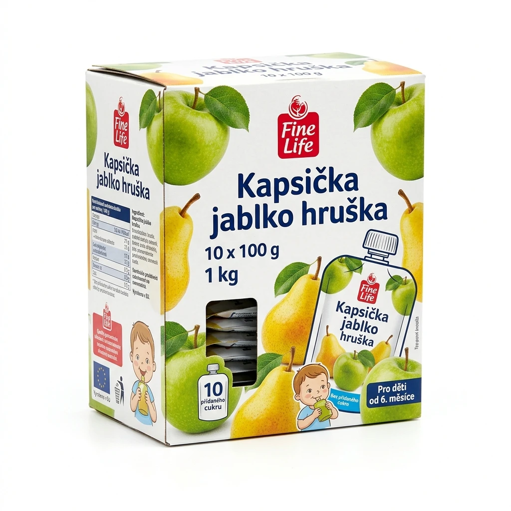 Fine Life Kapsička jablko hruška 10 x 100 g
