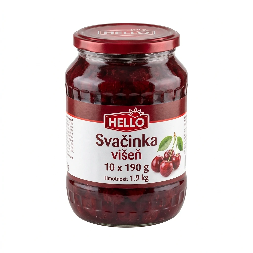 HELLO Svačinka višeň 10 x 190 g sklo