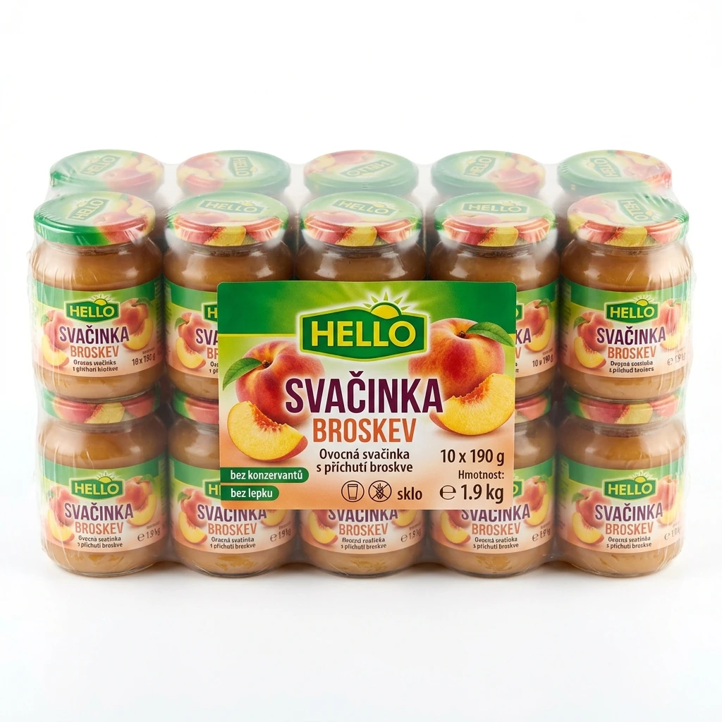 HELLO Svačinka broskev 10 x 190 g sklo