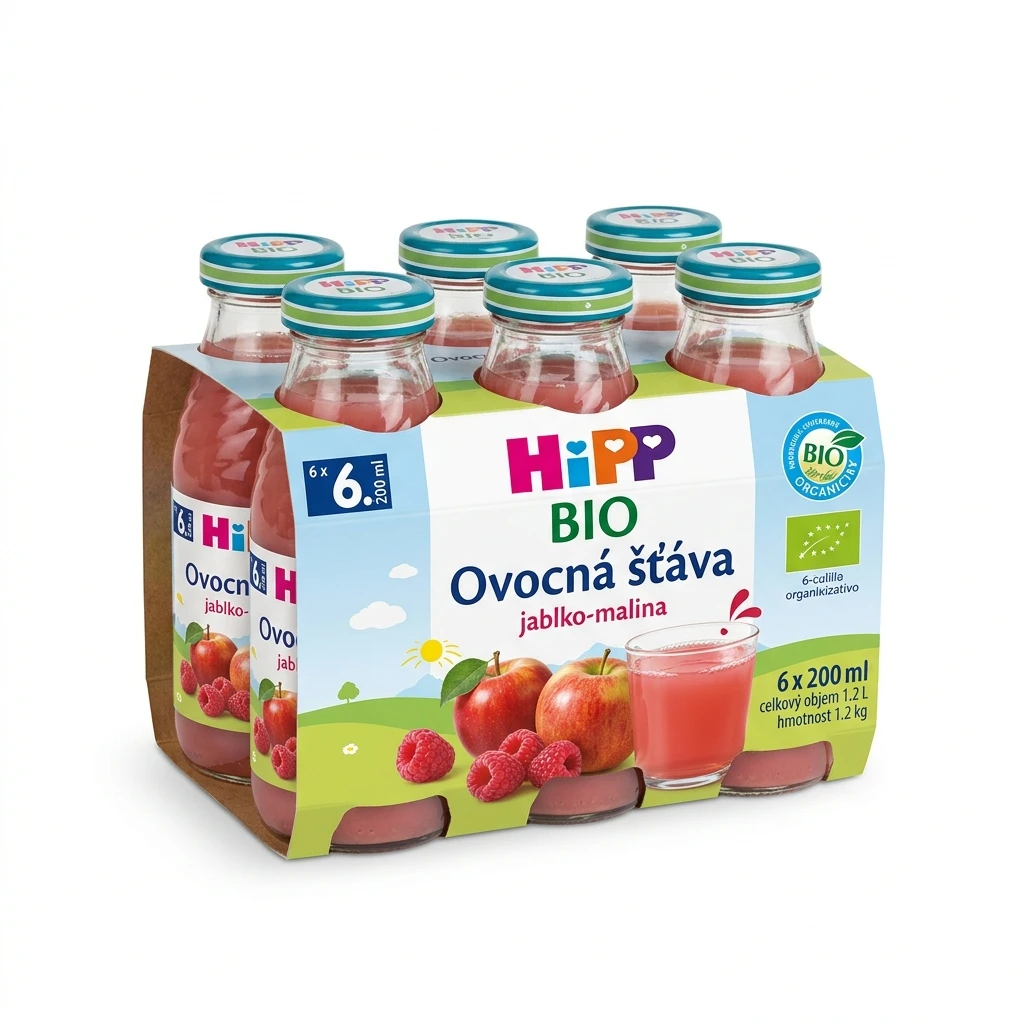 HiPP BIO Ovocná šťáva jablko-malina 6 x 200ml