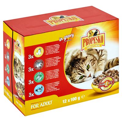 PROPESKO Kapsička kuře/krůta/losos pro kočky 12 x 100 g