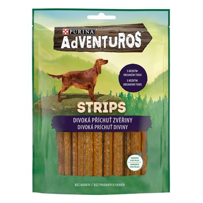 Adventuros Strips pamlsky pro psy zvěřina 90 g