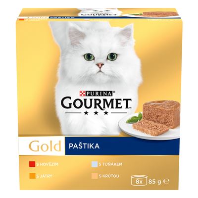 Gourmet Gold konzervy pro kočky tuňák, játra, krůta, hovězí paštika 8 x 85 g