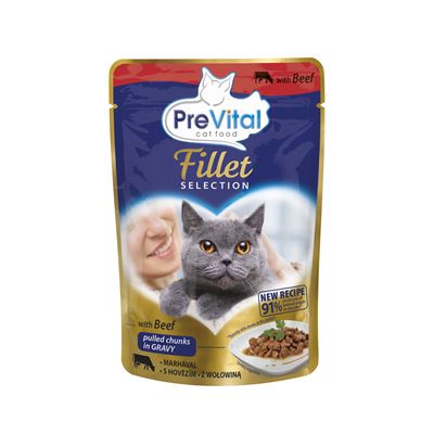 PreVital Kapsička hovězí s omáčkou pro kočky 28 x 85 g