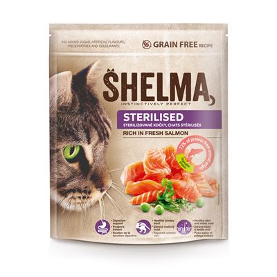 SHELMA Sterilised Losos krmivo pro kočky 750 g