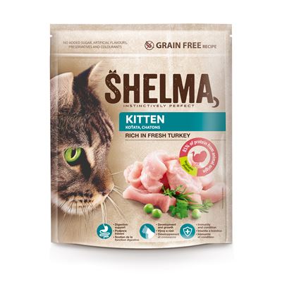 SHELMA Krmivo pro kočky Juni krůtí 750 g