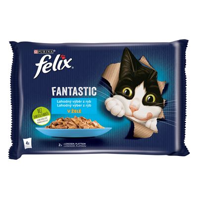 Felix Fantastic kapsičky pro kočky losos, platýs v želé 4 x 85 g