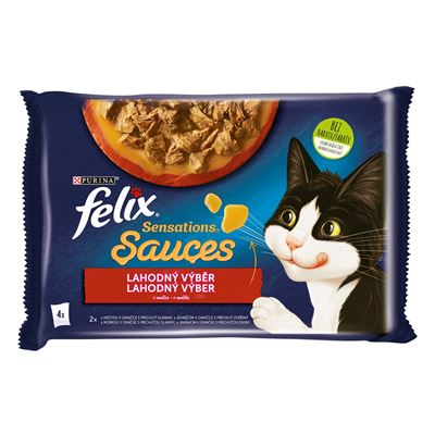 Felix Sensations Sauces kapsičky pro kočky krůta, jehněčí v omáčce 4 x 85 g