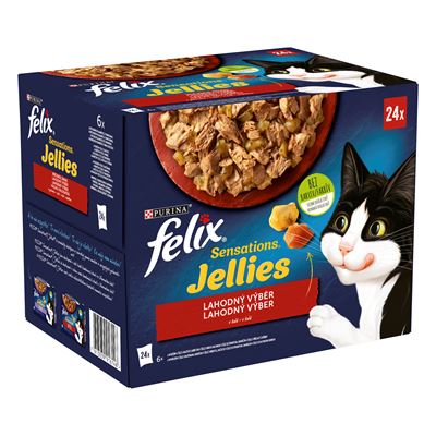 Felix Sensations kapsičky pro kočky hovězí, kuře,kachna, jehněčí v želé 24 x 85 g