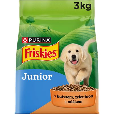 Friskies Junior granule pro štěňata kuře s mlékem, zelenina 3 kg