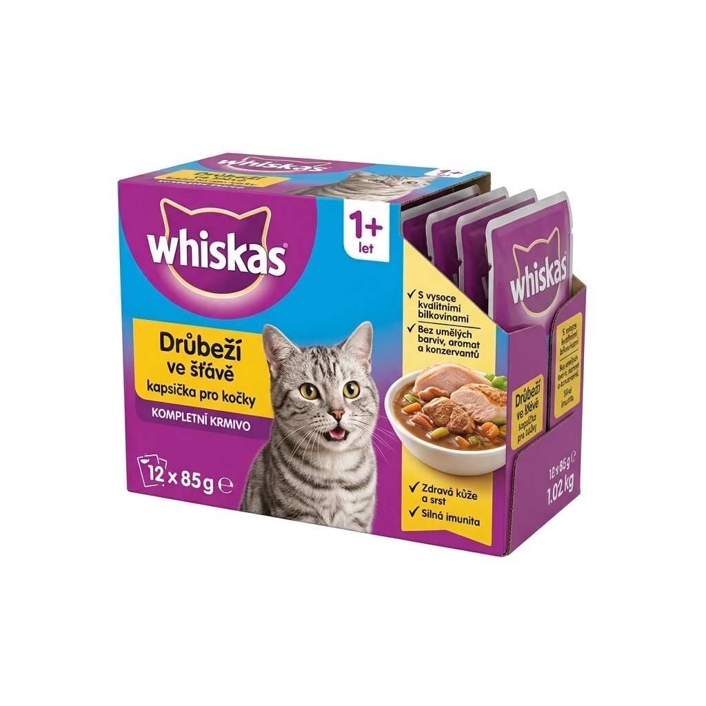 whiskas Drůbeží ve šťávě kapsička pro kočky 12 x 85 g