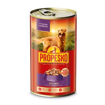 PROPESKO Konzerva telecí, kuřecí 1,24 kg