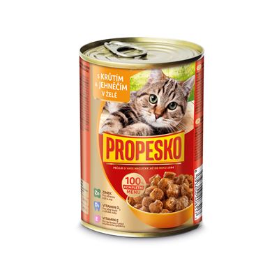 PROPESKO Konzerva pro kočky s krůtím a jehněčím 415 g