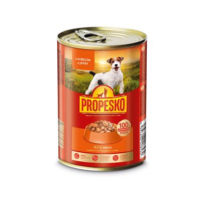 PROPESKO Konzerva pro psy s kurecím a játry 415 g