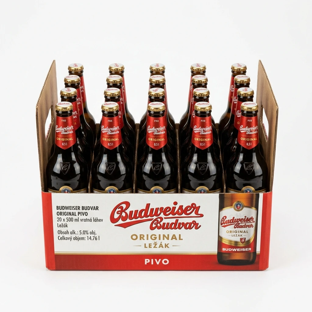 Budweiser Budvar Original Pivo 20 x 500 ml vratná láhev