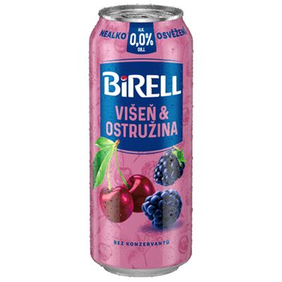BIRELL Ochucený Pivo nealkoholické višeň ostružina 6 x 500 ml plech