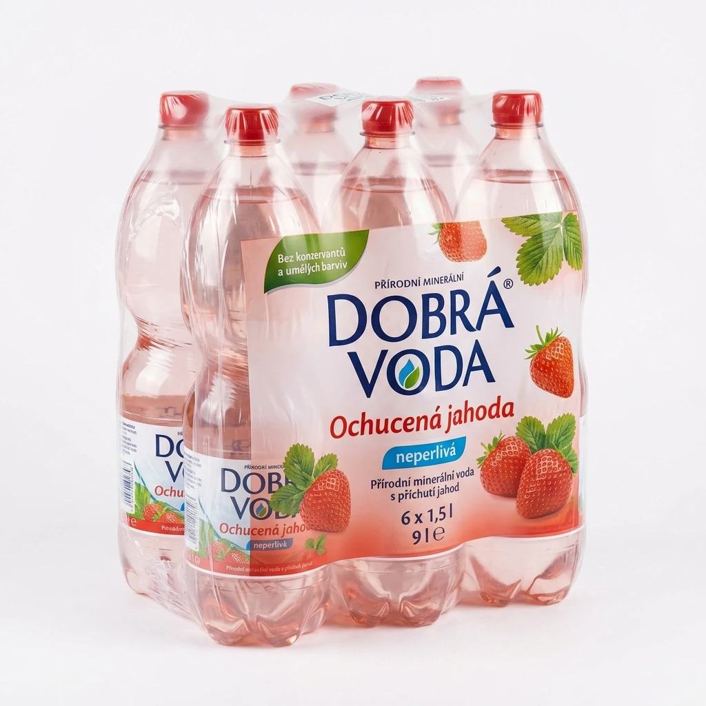 DOBRÁ VODA Ochucená jahoda neperlivá 6 x 1,5 l PET