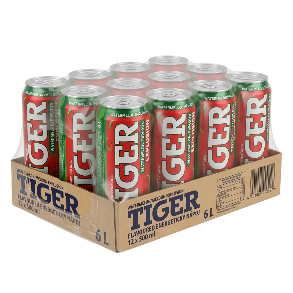 TIGER Watermelon/meloun Explosion Flavoured energetický nápoj 12 x 500 ml